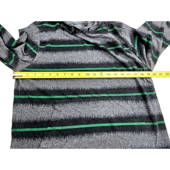 Zoo York Size Medium Mens Gray Black Green Stripe Lightweight Pullover Hoodie - Picture 3 of 11